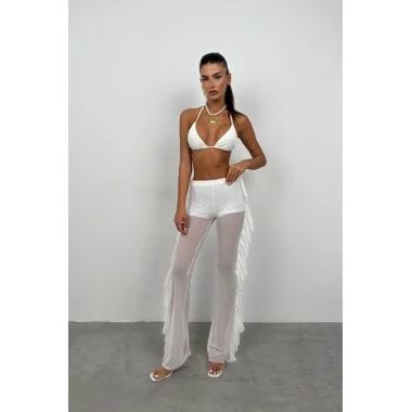 Katlı Transparan Pantolon