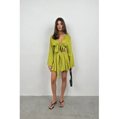 Kayık Yaka Uzun Kol Crop