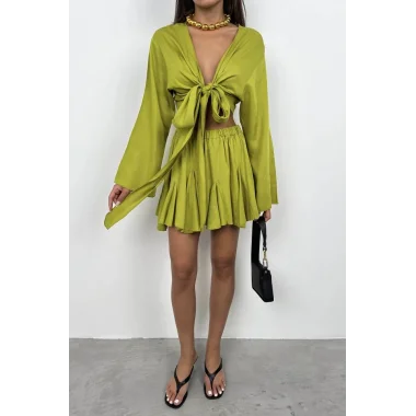 Kayık Yaka Uzun Kol Crop