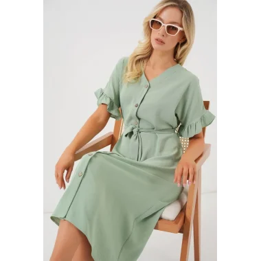 Kısa Kol Düğmeli Elbise 2555 - Mint
