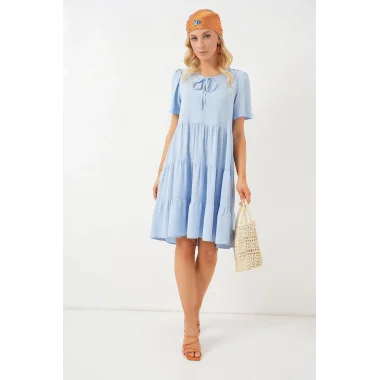 Kısa Kol Kısa Elbise 2554 - Mavi