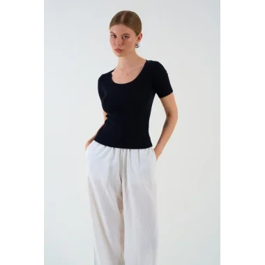 Kısa Kollu T-shirt - Siyah