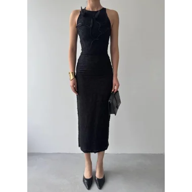 Lers Çiçek Detaylı Elbise