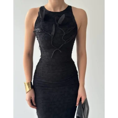 Lers Çiçek Detaylı Elbise