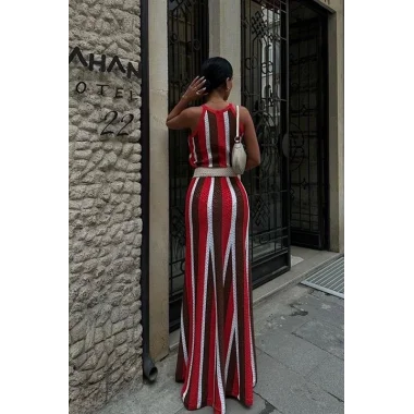 Lucia Çizgili Ajurlu Elbise 2763