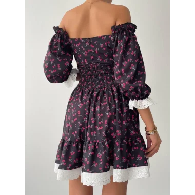 Marne Beli Lastikli Mini Elbise