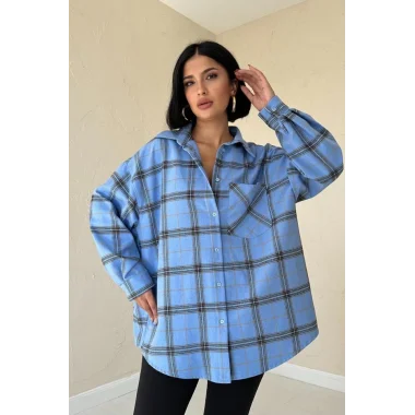 Mavi Ekose Desenli Gömlek