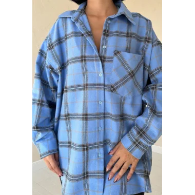 Mavi Ekose Desenli Gömlek