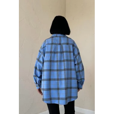 Mavi Ekose Desenli Gömlek