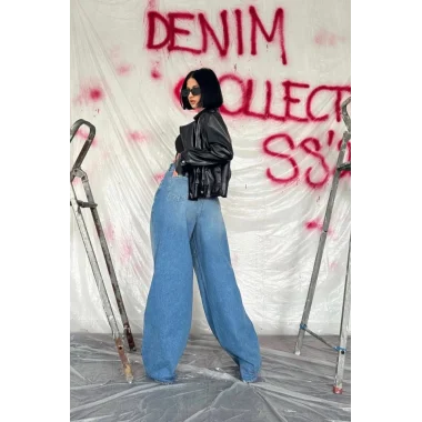 Mavi Geniş Paça Jeans Pantolon