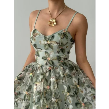 Moca İp Askılı Elbise