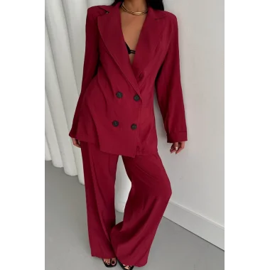 MODAL 4 DÜĞME ASTARSIZ CEKET - PANTOLON TAKIM - Bordo