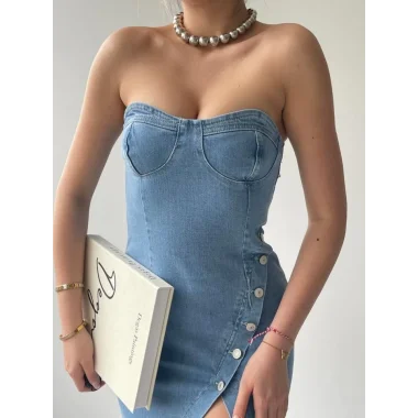 Nerg Düğme Detaylı Elbise