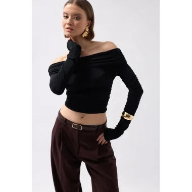 Omuz Dekolte Straplez Bluz