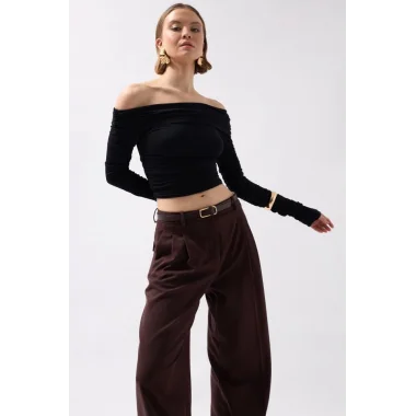 Omuz Dekolte Straplez Bluz