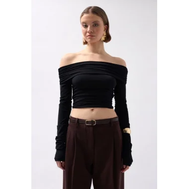 Omuz Dekolte Straplez Bluz