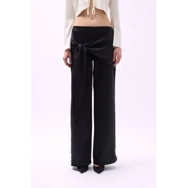 Önden Bağlamalı Saten Pantolon