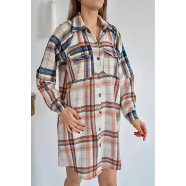 Oranj Oduncu Gömlek Elbise