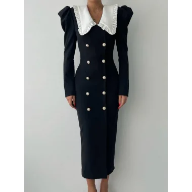 Palmas Geniş Yakalı Elbise