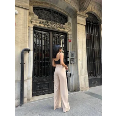 PANTOLON KAPALI CEP DETAYLI SALAŞ PANTOLON - Bej