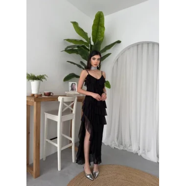 Ples Yırtmaç Detaylı Elbise