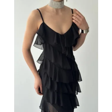 Ples Yırtmaç Detaylı Elbise