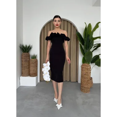 Popi Madonna Yaka Kalem Elbise