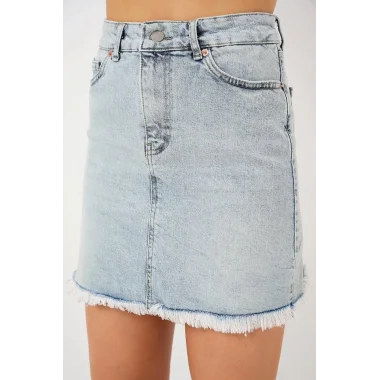Püsküllü Mini Kot Etek 8051 - Mavi