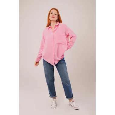 Salaş Kesim Cepli Pembe Gömlek