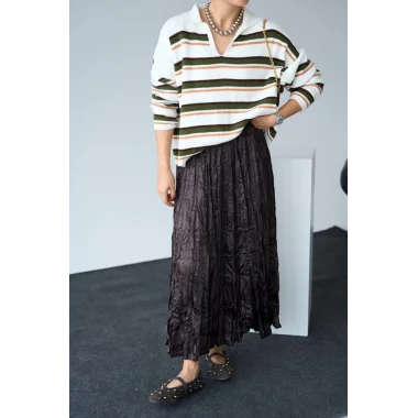 Saten Uzun Etek - KAHVE