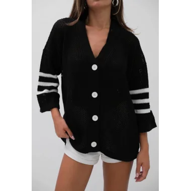 Sırt Baskılı Ajurlu Hırka