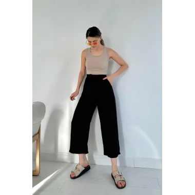 Siyah Keten Pantolon