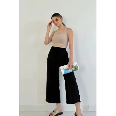 Siyah Keten Pantolon