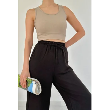 Siyah Keten Pantolon