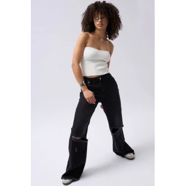 Straplez Dokulu Crop