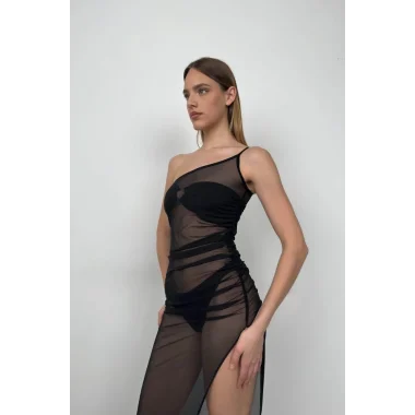 Tek Omuz Yırtmaç Detay Pareo