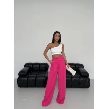 Üç Düğme Detayli Palazzo Pantolon