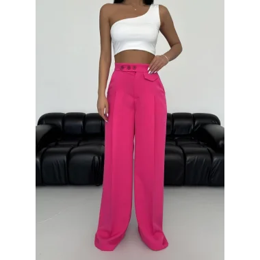 Üç Düğme Detayli Palazzo Pantolon