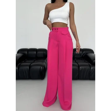 Üç Düğme Detayli Palazzo Pantolon