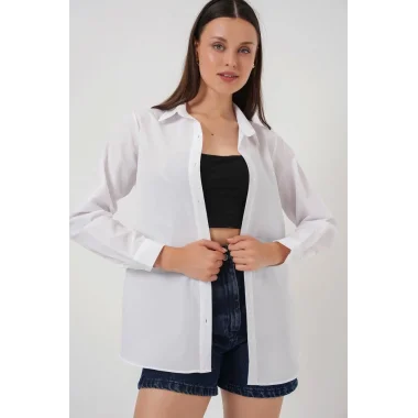 Uzun Kol Basic Gömlek 20279 - Beyaz