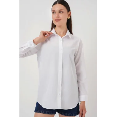 Uzun Kol Basic Gömlek 20279 - Beyaz