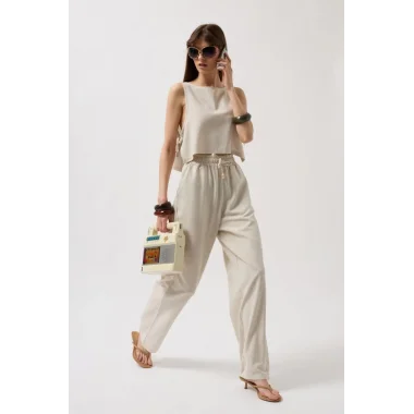 Yandan Bağlamalı Crop Bluz