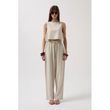 Yandan Bağlamalı Crop Bluz