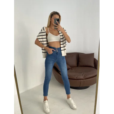 Yüksek Bel Likralı Jean Pantolon 90 Cm