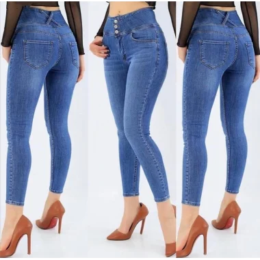 Yüksek Bel Likralı Jean Pantolon 90 Cm