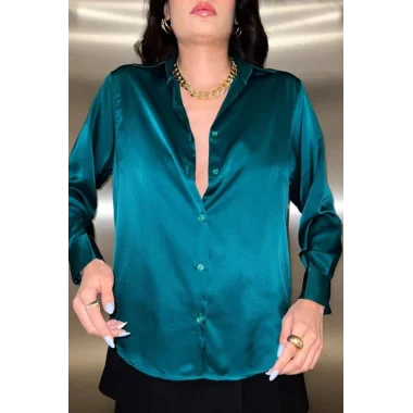 Zümrüt Saten Gömlek