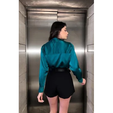 Zümrüt Saten Gömlek