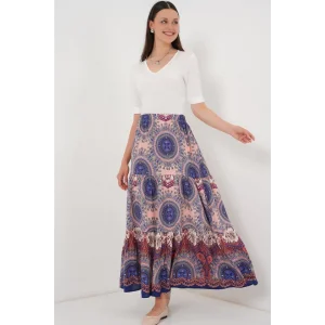 1898 Desenli Uzun Etek - Saks