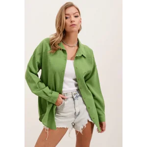 20153 Tek Cepli Oversize Gömlek - E.Yeşil