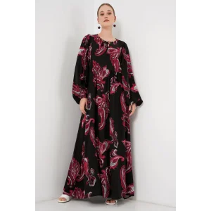 Balon Kol Uzun Tesettür Elbise 2464 - Y.Kırmızı